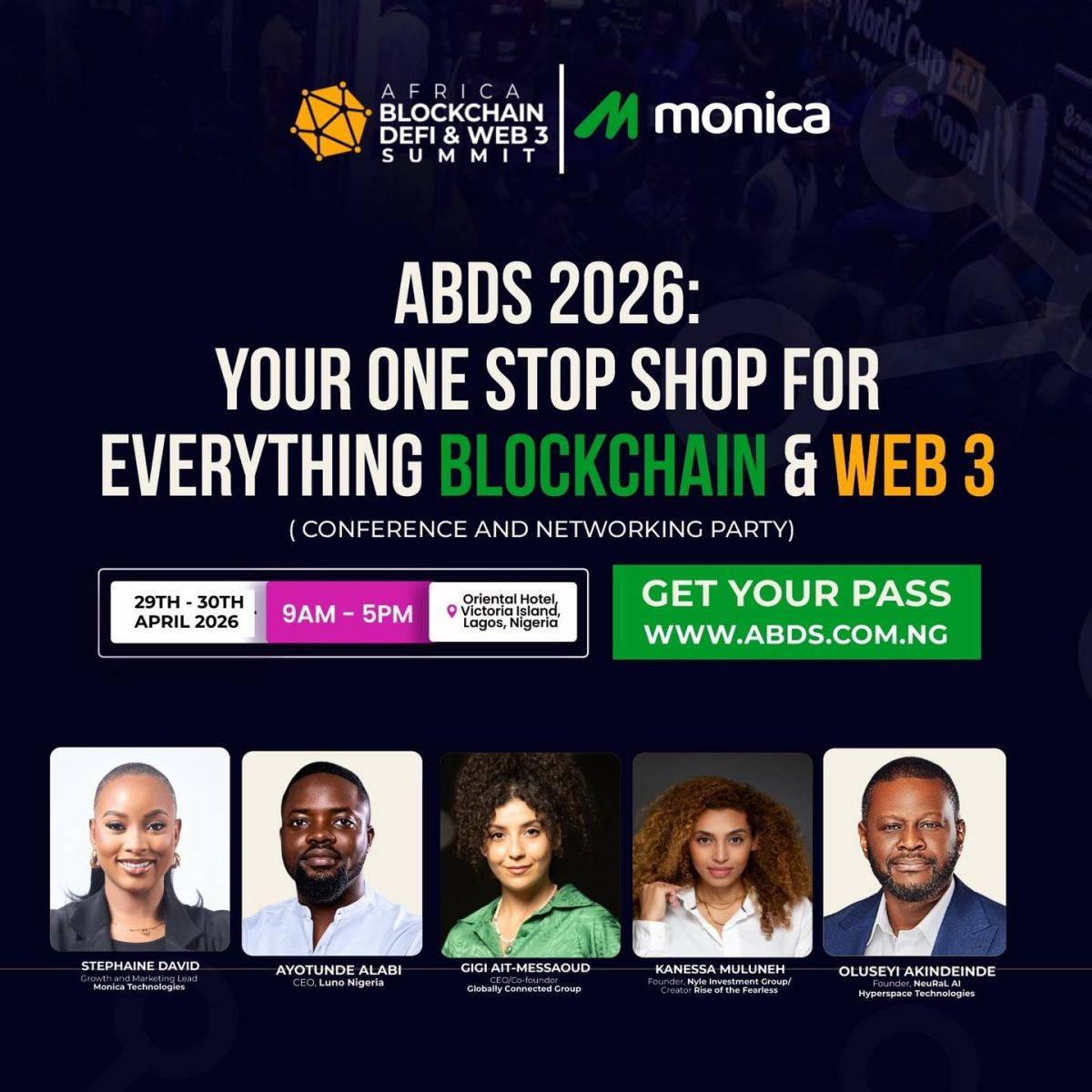 Africa Blockchain, DeFi and Web 3 Summit ABDS 2026 Event Banner