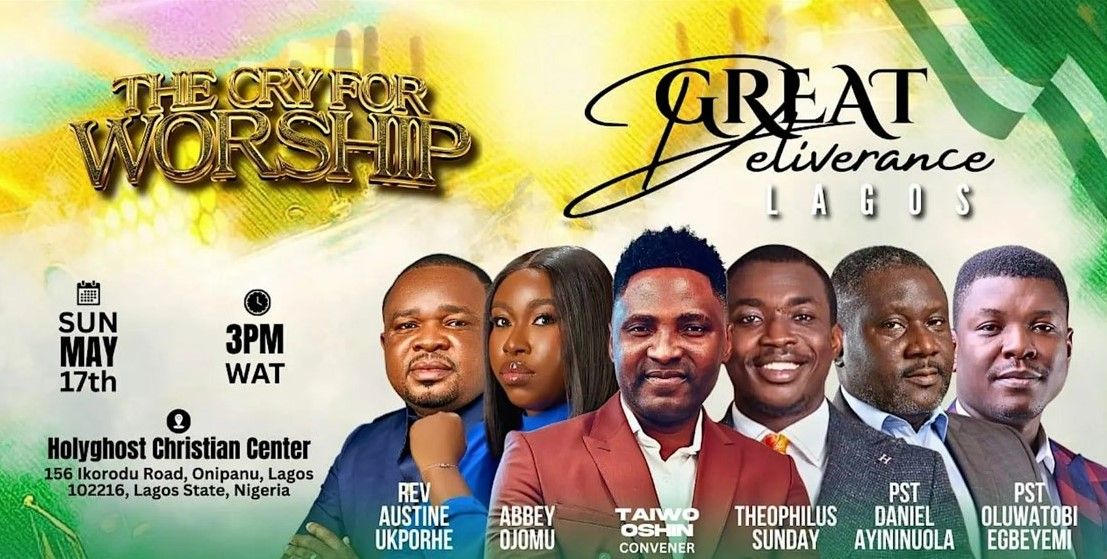 The Cry for Worship 2026 – GREAT DELIVERANCE (Lagos Edition) Event Banner